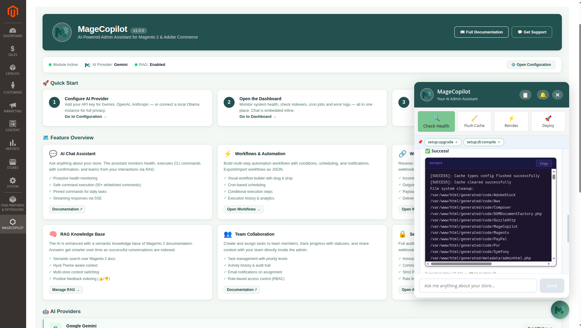 MageCopilot — AI dashboard in action